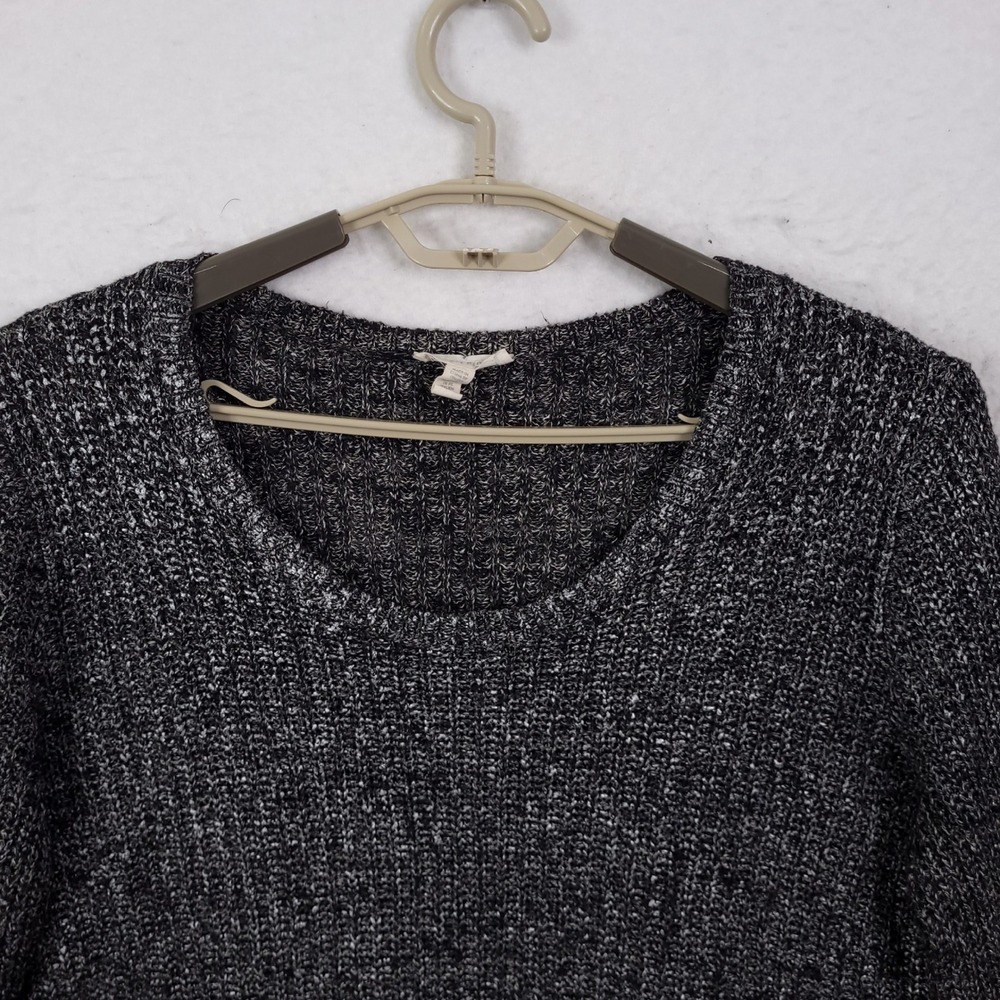 Eileen Fisher Scoop Neck Sweater Womens L Black White Marled Linen Blend Knit - Picture 8 of 13